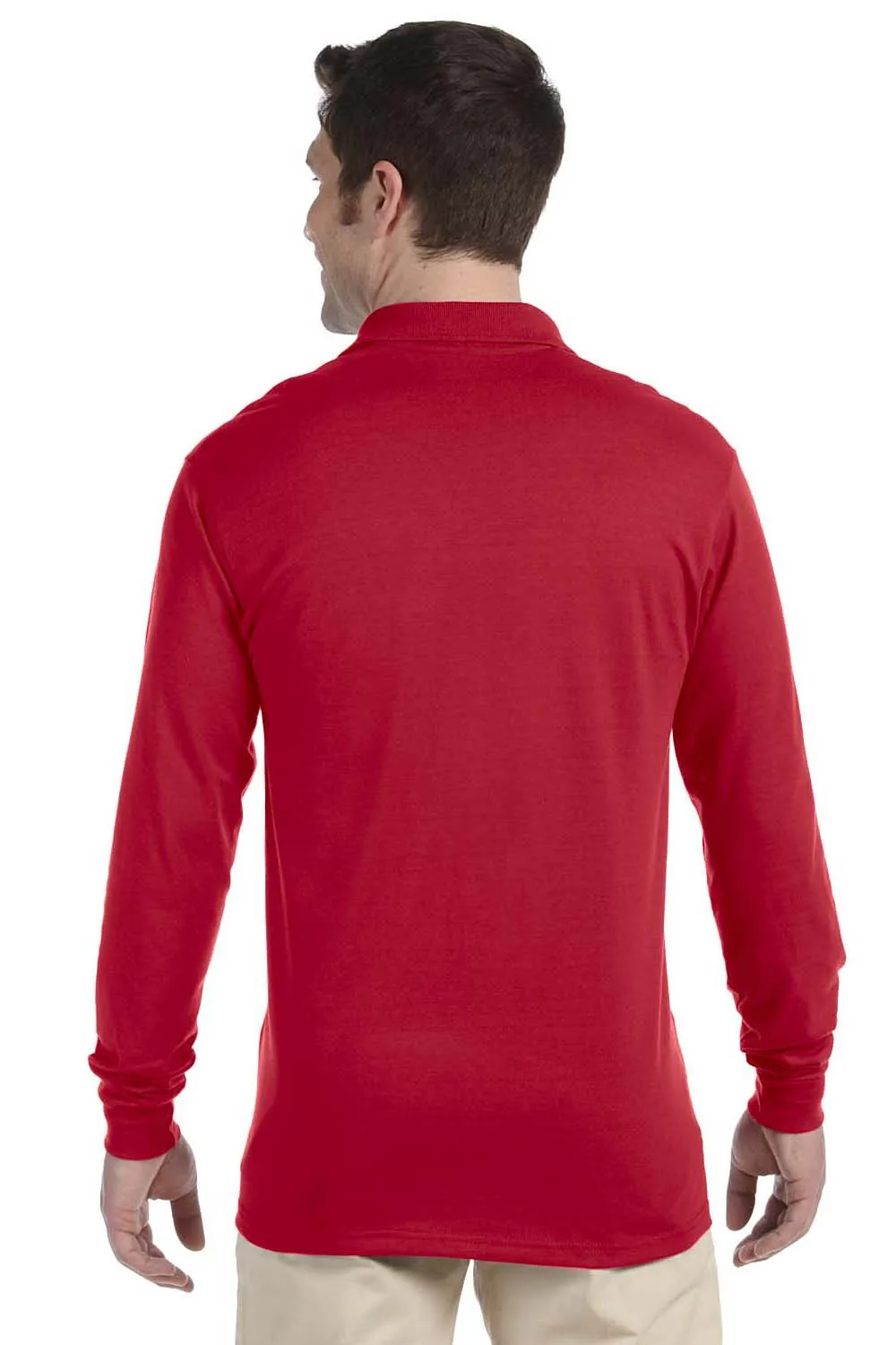 Jerzees Mens SpotShield Stain Resistant Long Sleeve Polo Shirt - True Red