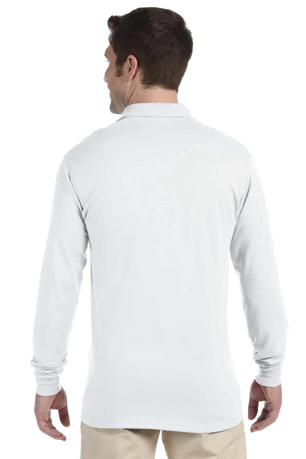 Jerzees Mens SpotShield Stain Resistant Long Sleeve Polo Shirt - White