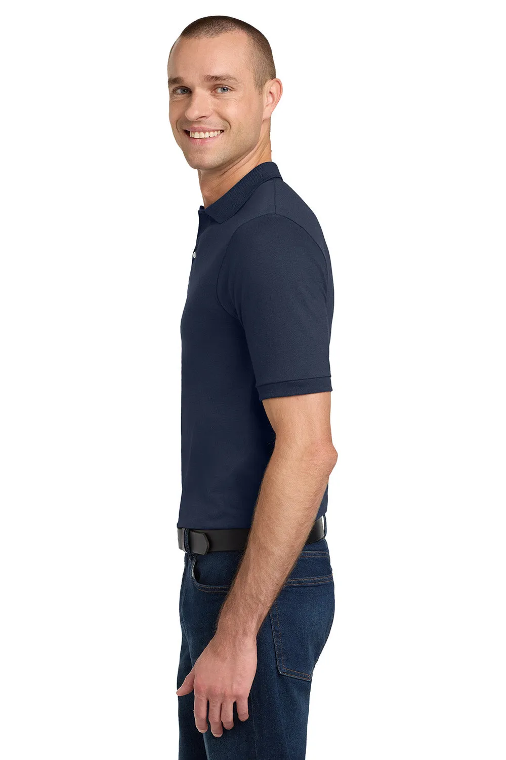 Jerzees Mens SpotShield Stain Resistant Short Sleeve Polo Shirt - Navy Blue