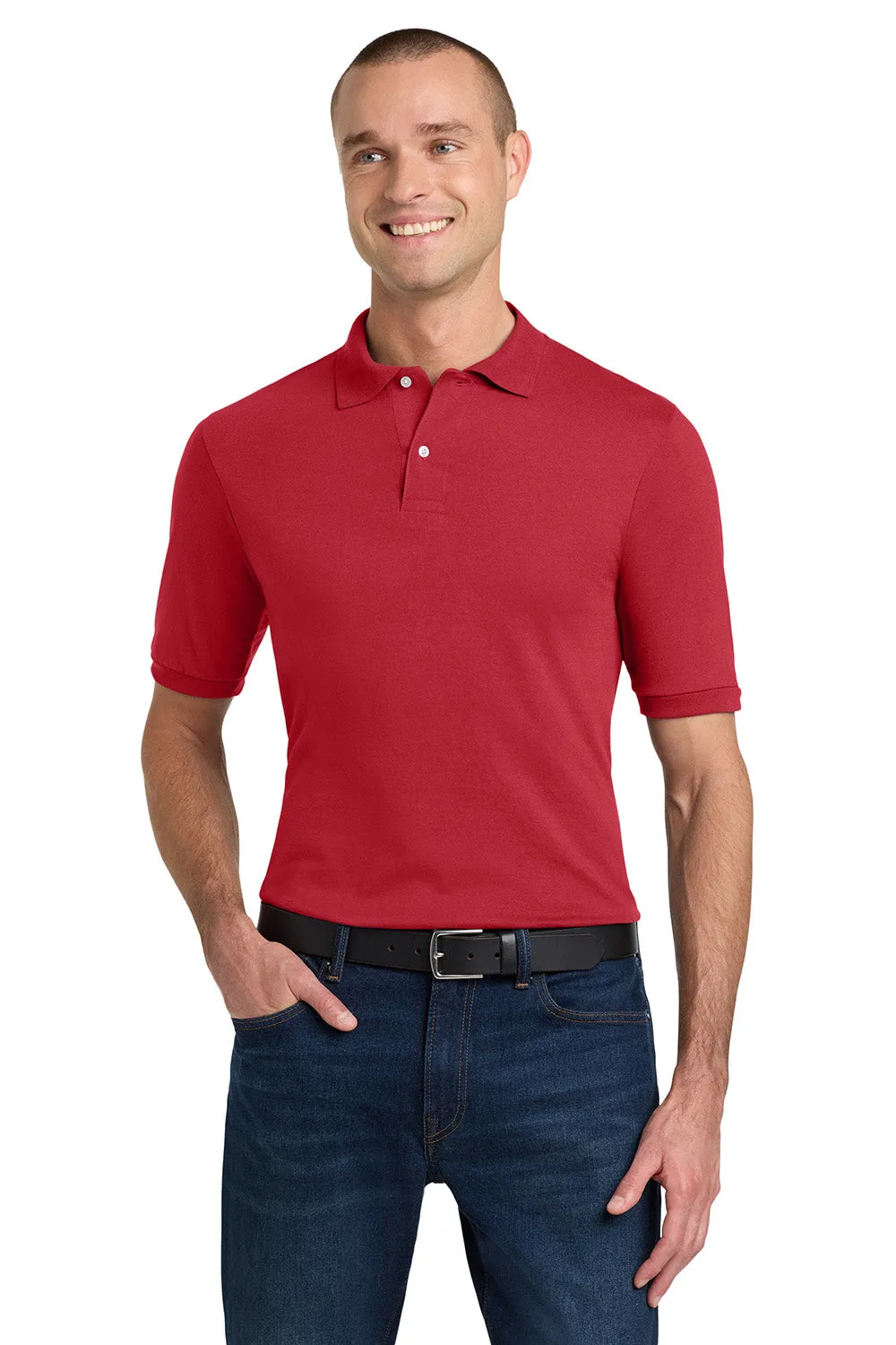 Jerzees Mens SpotShield Stain Resistant Short Sleeve Polo Shirt - True Red