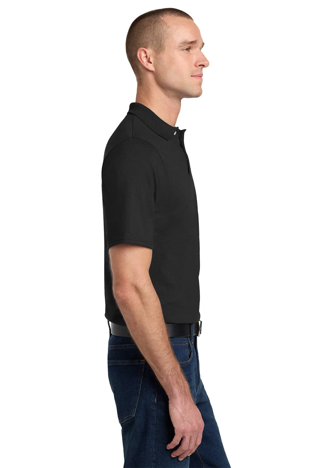 Jerzees Mens SpotShield Stain Resistant Short Sleeve Polo Shirt w/ Pocket - Black
