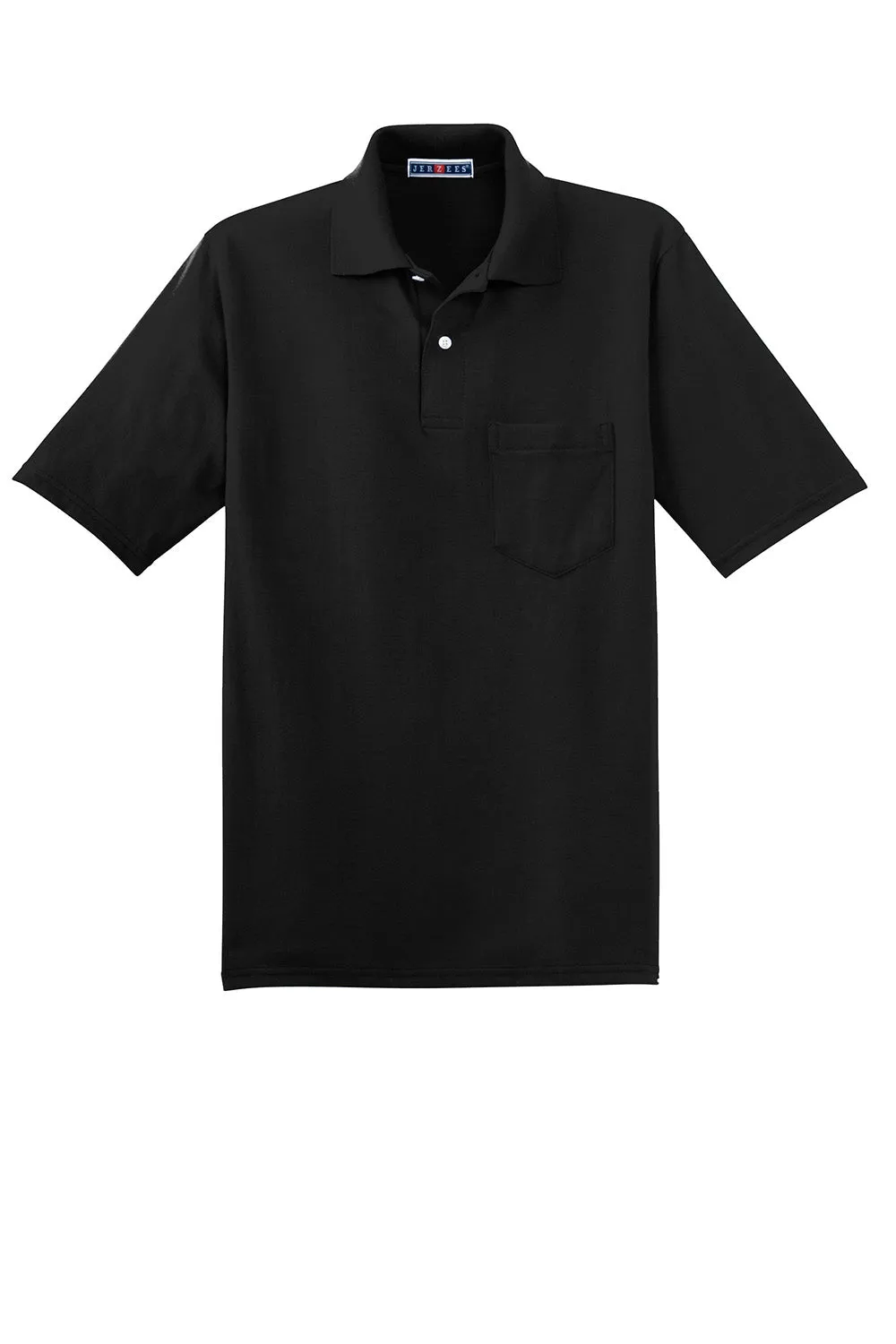 Jerzees Mens SpotShield Stain Resistant Short Sleeve Polo Shirt w/ Pocket - Black