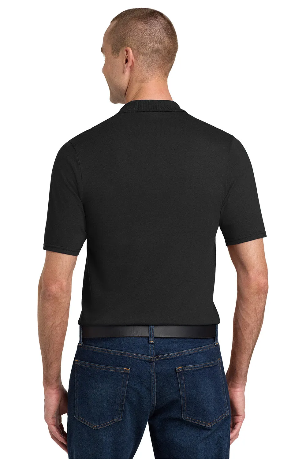 Jerzees Mens SpotShield Stain Resistant Short Sleeve Polo Shirt w/ Pocket - Black