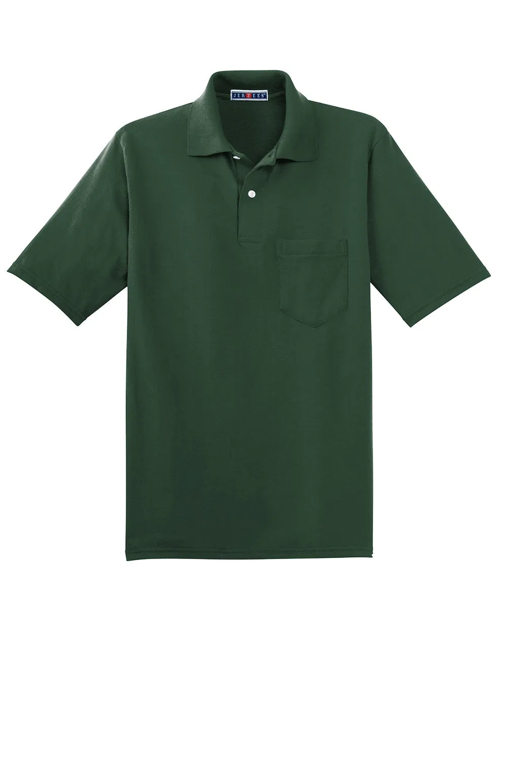 Jerzees Mens SpotShield Stain Resistant Short Sleeve Polo Shirt w/ Pocket - Forest Green