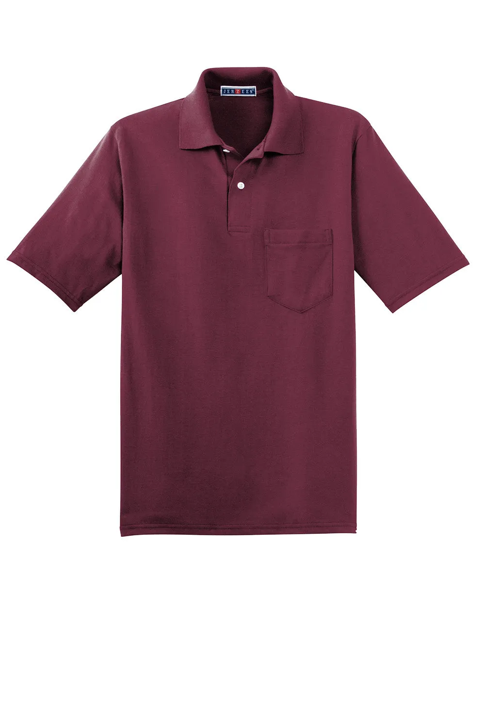 Jerzees Mens SpotShield Stain Resistant Short Sleeve Polo Shirt w/ Pocket - Maroon