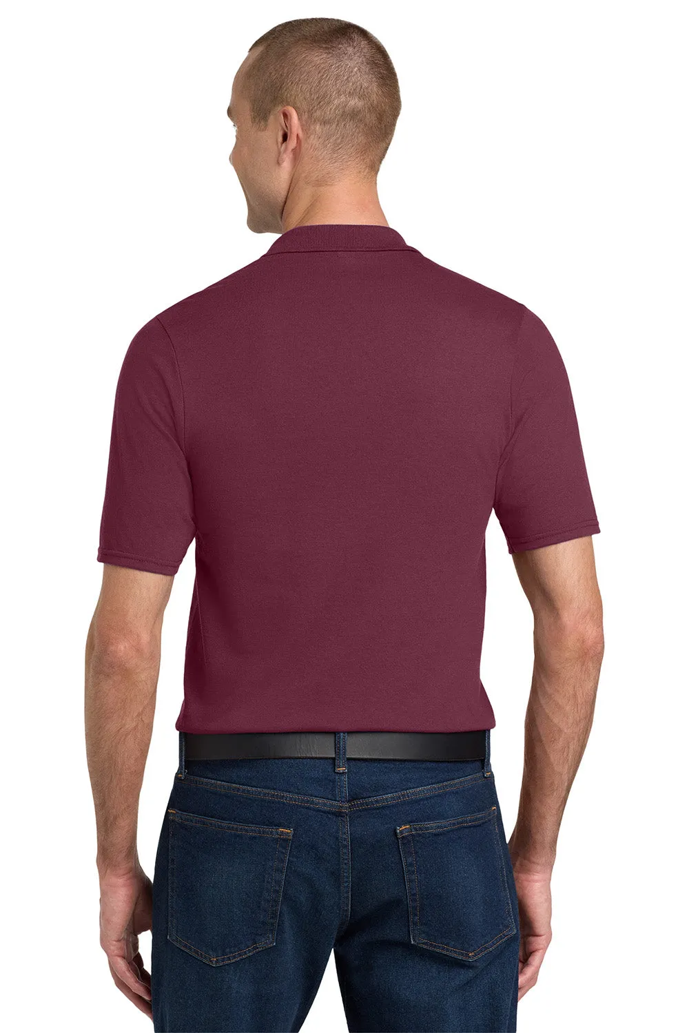 Jerzees Mens SpotShield Stain Resistant Short Sleeve Polo Shirt w/ Pocket - Maroon