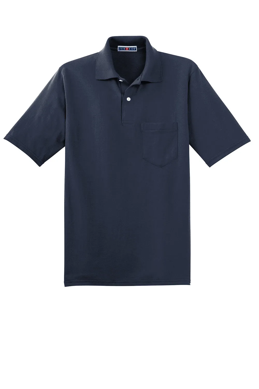 Jerzees Mens SpotShield Stain Resistant Short Sleeve Polo Shirt w/ Pocket - Navy Blue