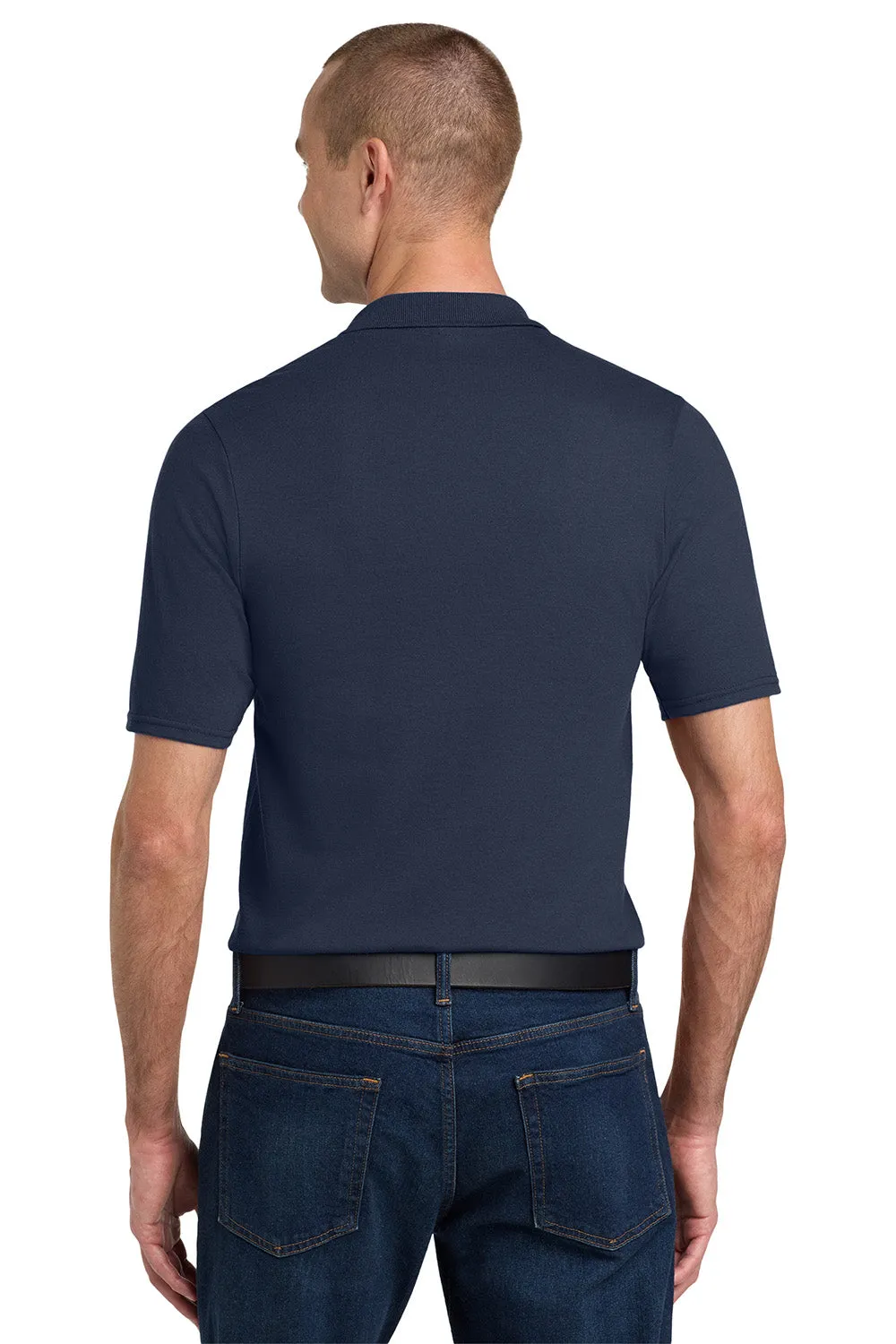 Jerzees Mens SpotShield Stain Resistant Short Sleeve Polo Shirt w/ Pocket - Navy Blue