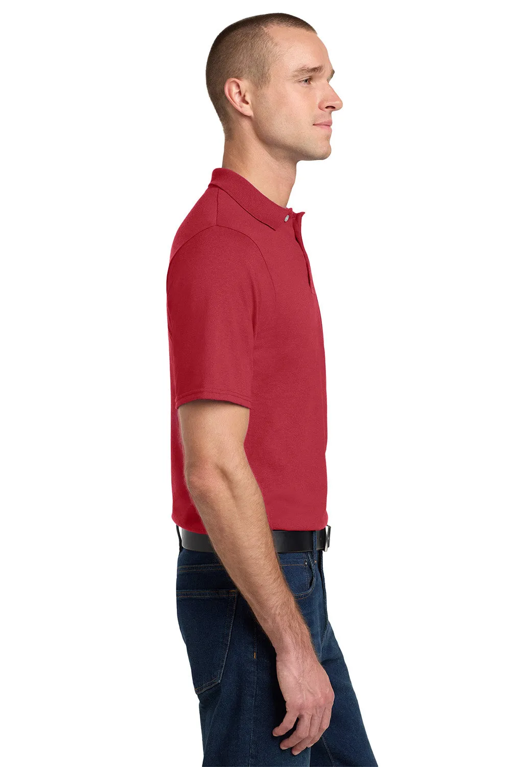 Jerzees Mens SpotShield Stain Resistant Short Sleeve Polo Shirt w/ Pocket - True Red