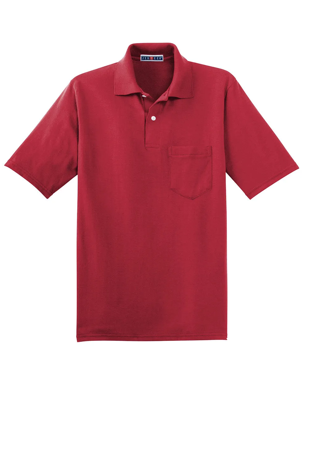 Jerzees Mens SpotShield Stain Resistant Short Sleeve Polo Shirt w/ Pocket - True Red