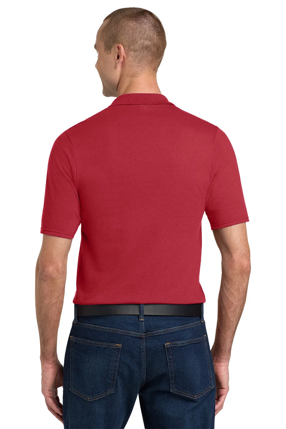 Jerzees Mens SpotShield Stain Resistant Short Sleeve Polo Shirt w/ Pocket - True Red