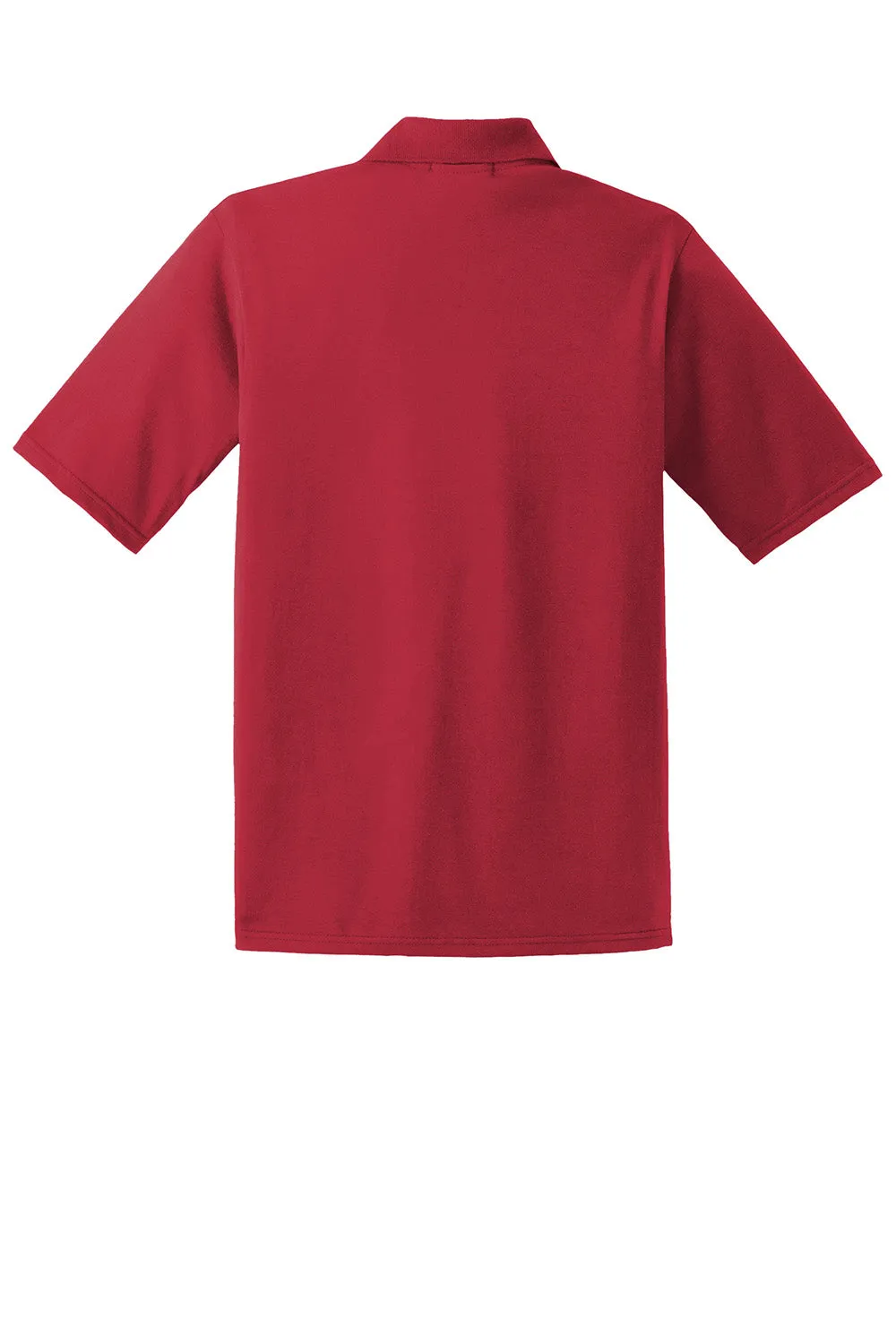 Jerzees Mens SpotShield Stain Resistant Short Sleeve Polo Shirt w/ Pocket - True Red