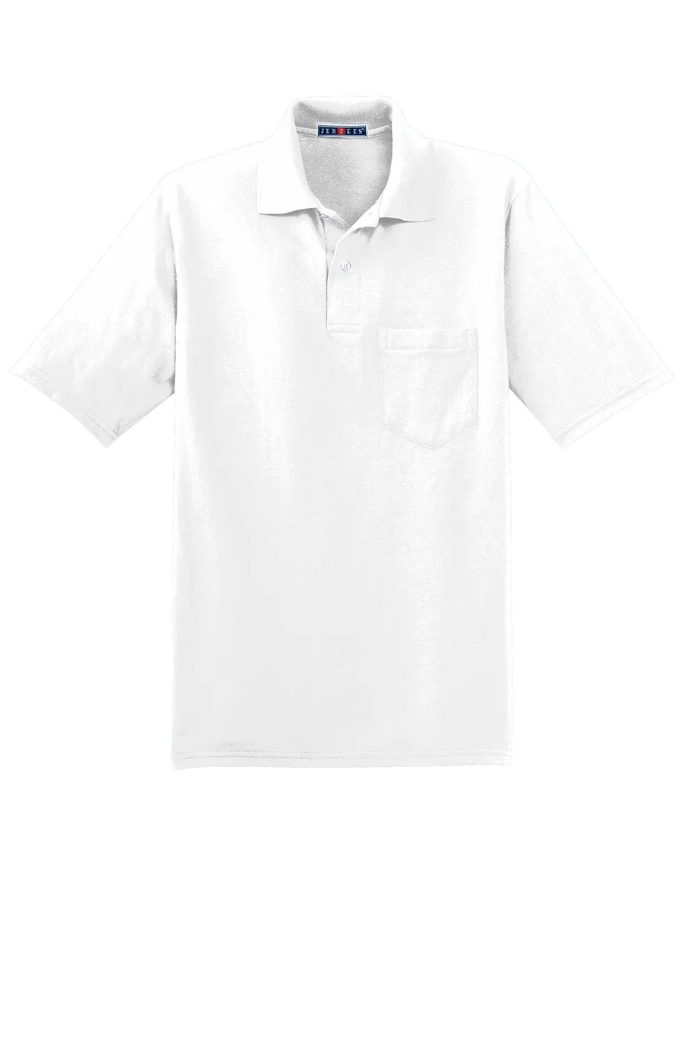 Jerzees Mens SpotShield Stain Resistant Short Sleeve Polo Shirt w/ Pocket - White