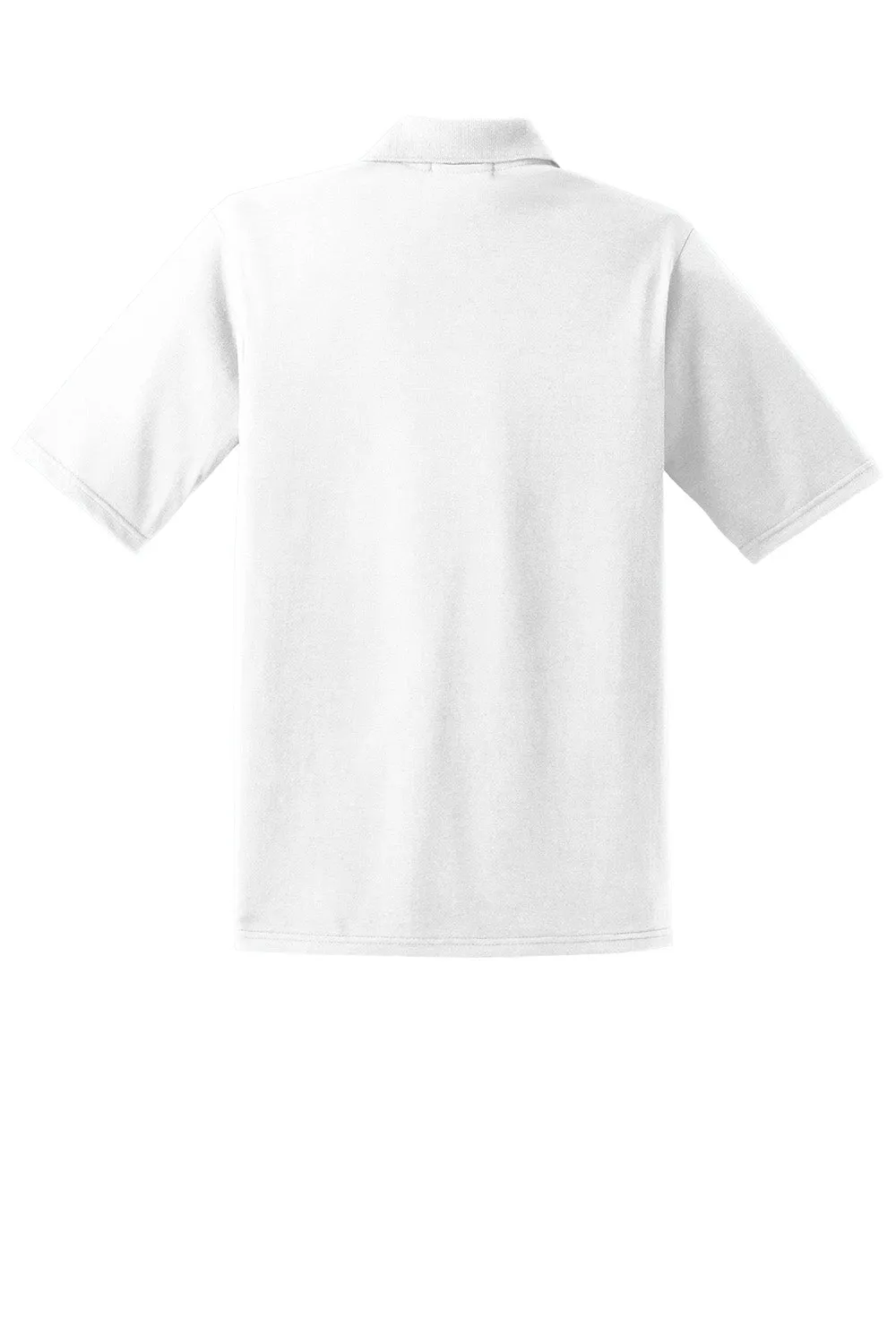 Jerzees Mens SpotShield Stain Resistant Short Sleeve Polo Shirt w/ Pocket - White