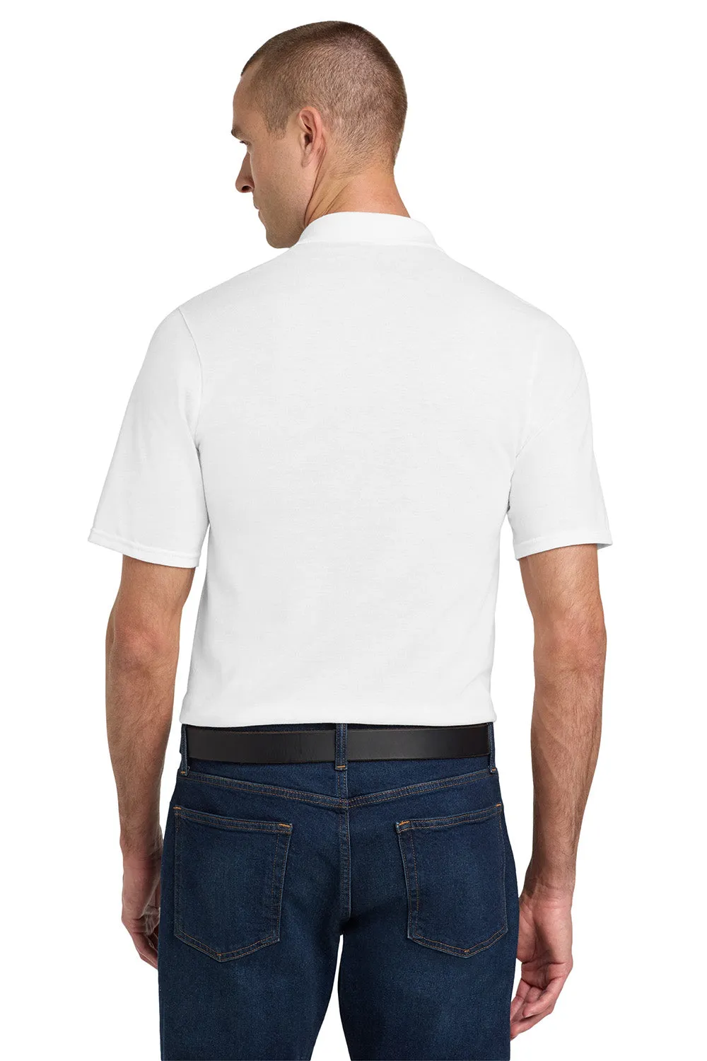 Jerzees Mens SpotShield Stain Resistant Short Sleeve Polo Shirt w/ Pocket - White