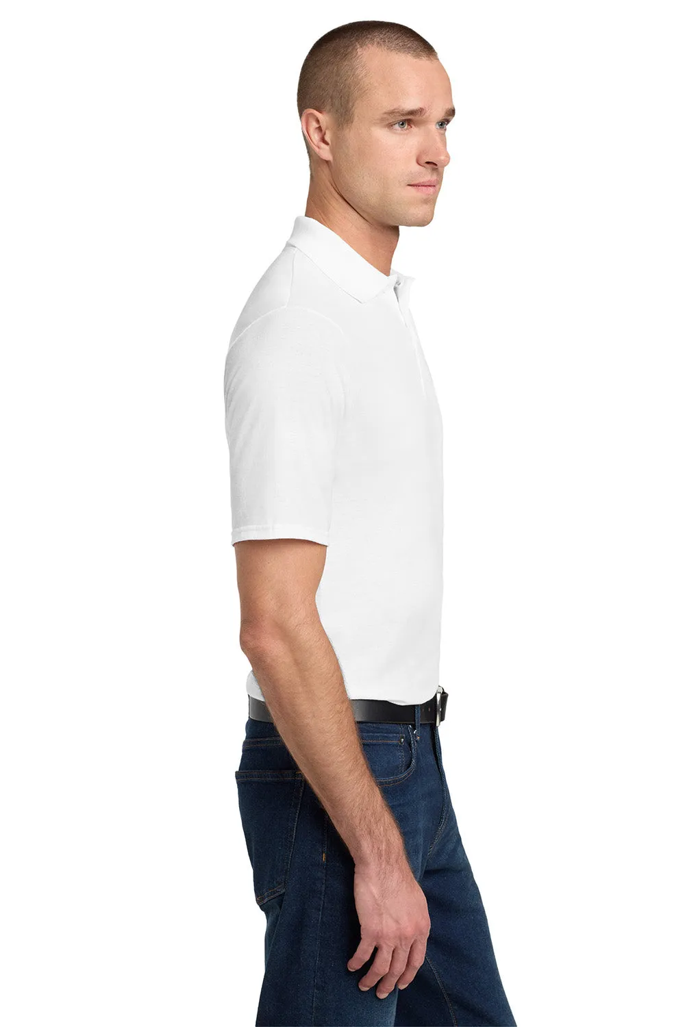 Jerzees Mens SpotShield Stain Resistant Short Sleeve Polo Shirt w/ Pocket - White