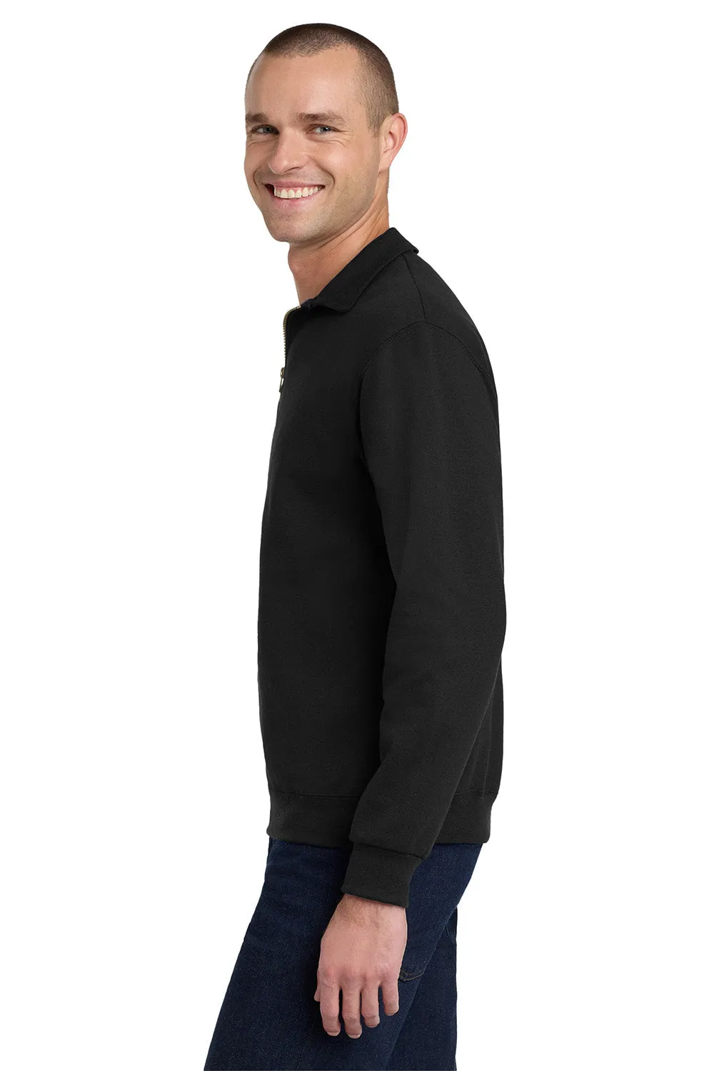 Jerzees Mens Super Sweats NuBlend Pill Resistant Fleece 1/4 Zip Sweatshirt - Black
