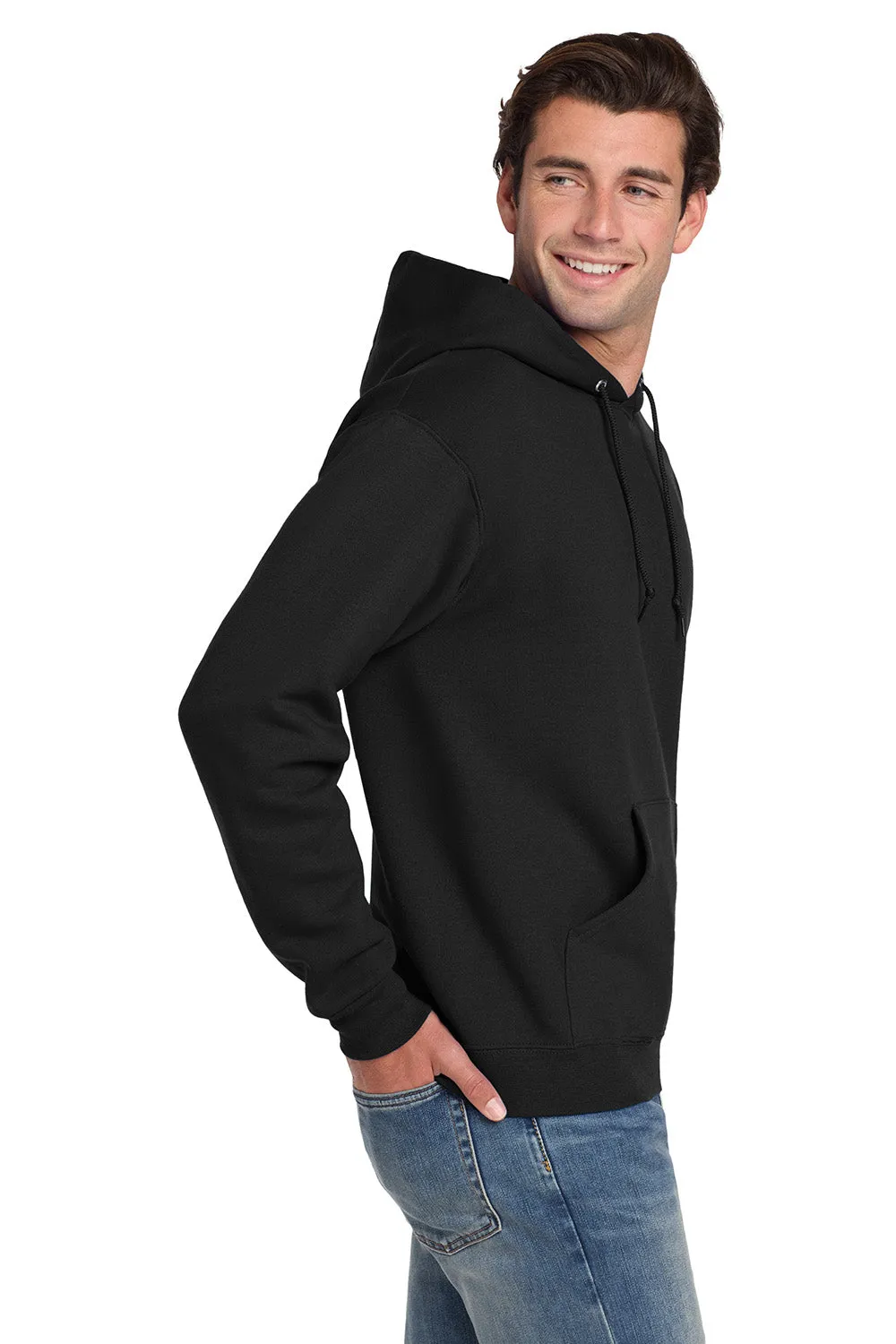 Jerzees Mens Super Sweats NuBlend Pill Resistant Fleece Hooded Sweatshirt Hoodie w/ Pouch Pocket - Black