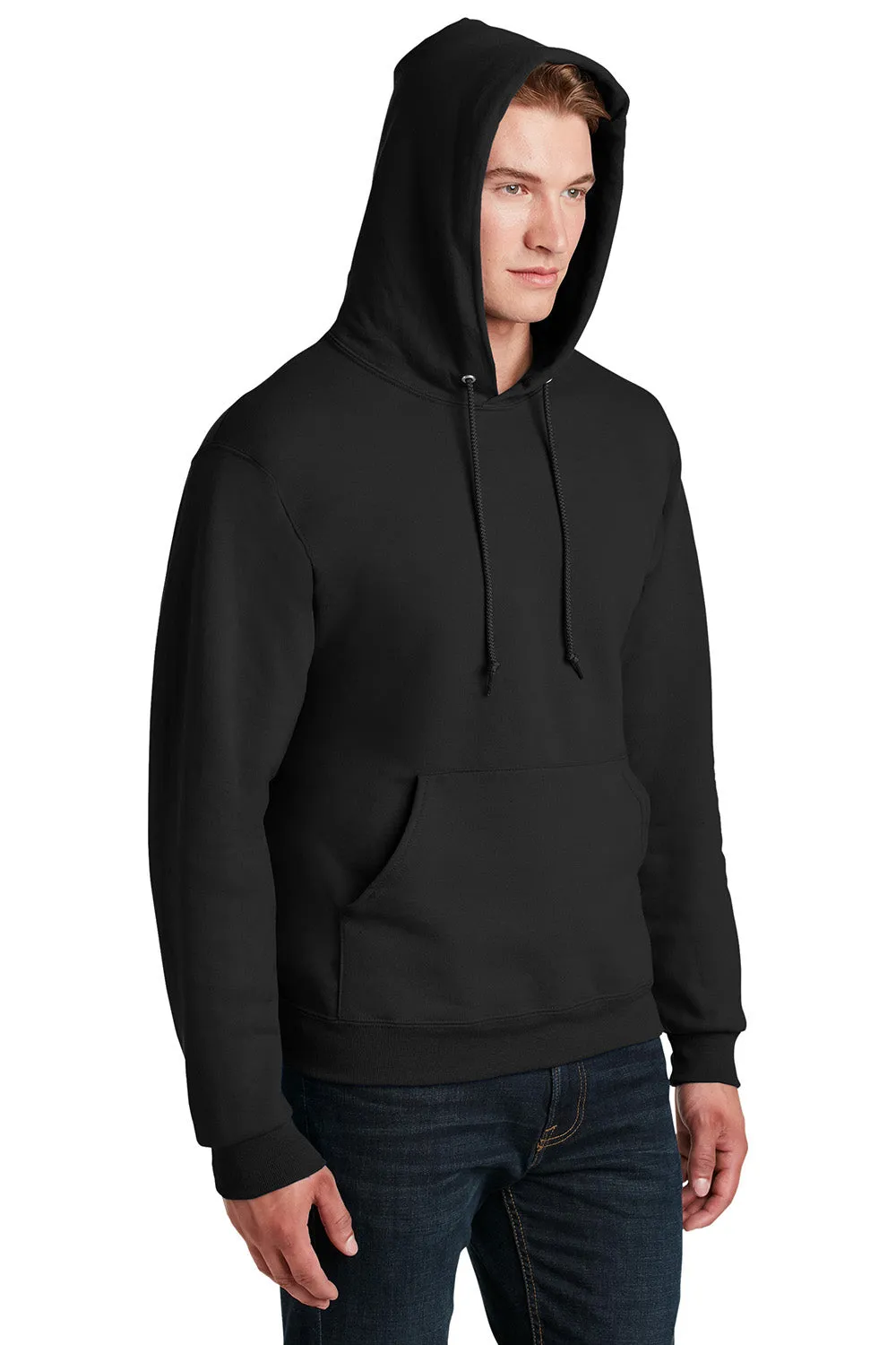 Jerzees Mens Super Sweats NuBlend Pill Resistant Fleece Hooded Sweatshirt Hoodie w/ Pouch Pocket - Black