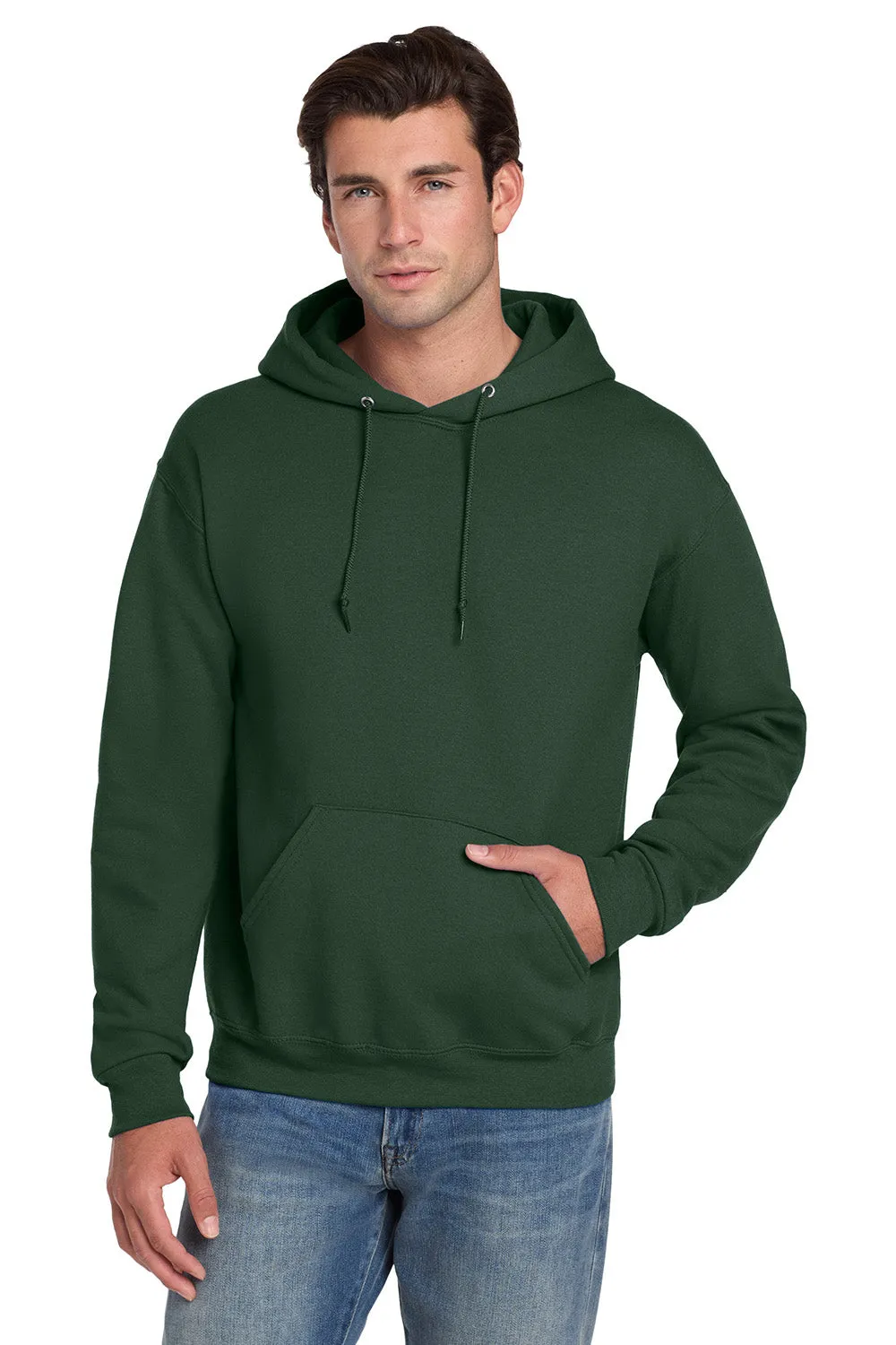 Jerzees Mens Super Sweats NuBlend Pill Resistant Fleece Hooded Sweatshirt Hoodie w/ Pouch Pocket - Forest Green
