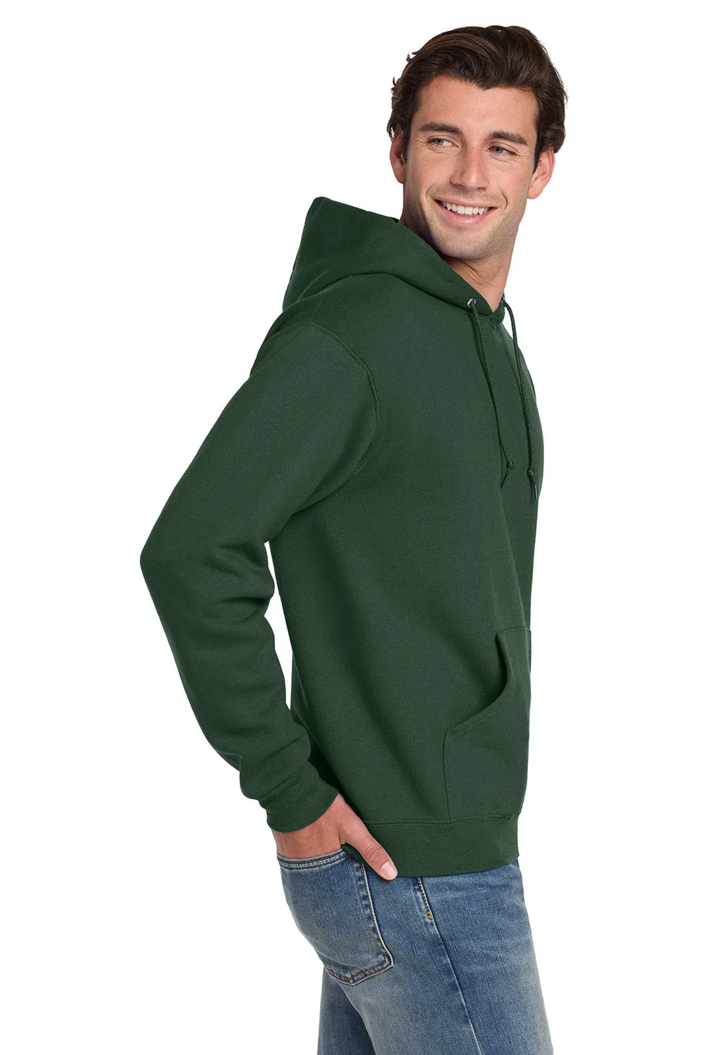 Jerzees Mens Super Sweats NuBlend Pill Resistant Fleece Hooded Sweatshirt Hoodie w/ Pouch Pocket - Forest Green