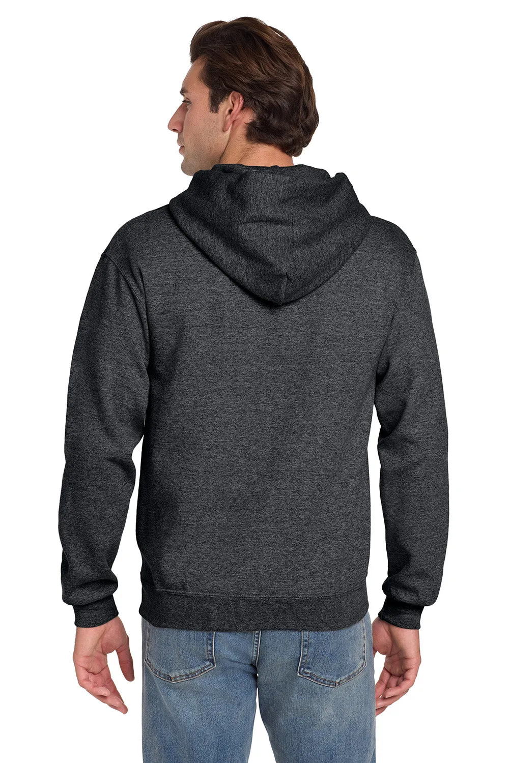 Jerzees Mens Super Sweats NuBlend Pill Resistant Fleece Hooded Sweatshirt Hoodie w/ Pouch Pocket - Heather Black