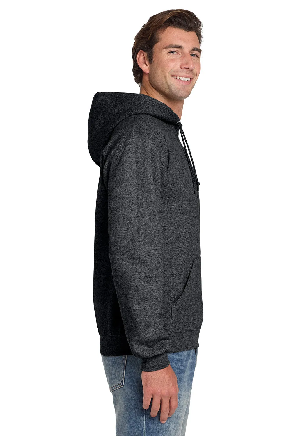 Jerzees Mens Super Sweats NuBlend Pill Resistant Fleece Hooded Sweatshirt Hoodie w/ Pouch Pocket - Heather Black