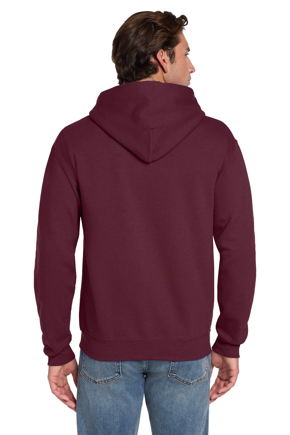 Jerzees Mens Super Sweats NuBlend Pill Resistant Fleece Hooded Sweatshirt Hoodie w/ Pouch Pocket - Maroon