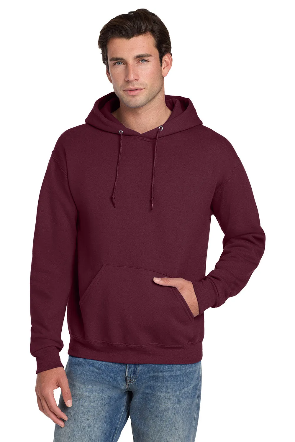 Jerzees Mens Super Sweats NuBlend Pill Resistant Fleece Hooded Sweatshirt Hoodie w/ Pouch Pocket - Maroon