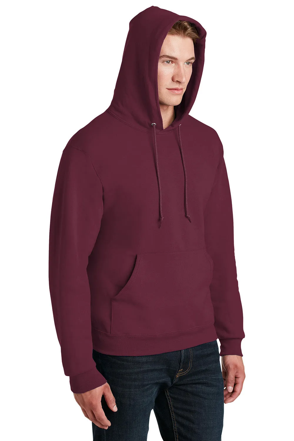 Jerzees Mens Super Sweats NuBlend Pill Resistant Fleece Hooded Sweatshirt Hoodie w/ Pouch Pocket - Maroon