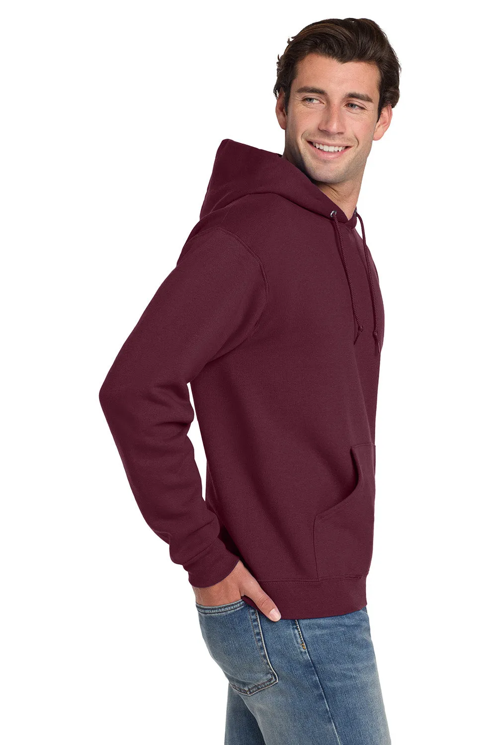Jerzees Mens Super Sweats NuBlend Pill Resistant Fleece Hooded Sweatshirt Hoodie w/ Pouch Pocket - Maroon