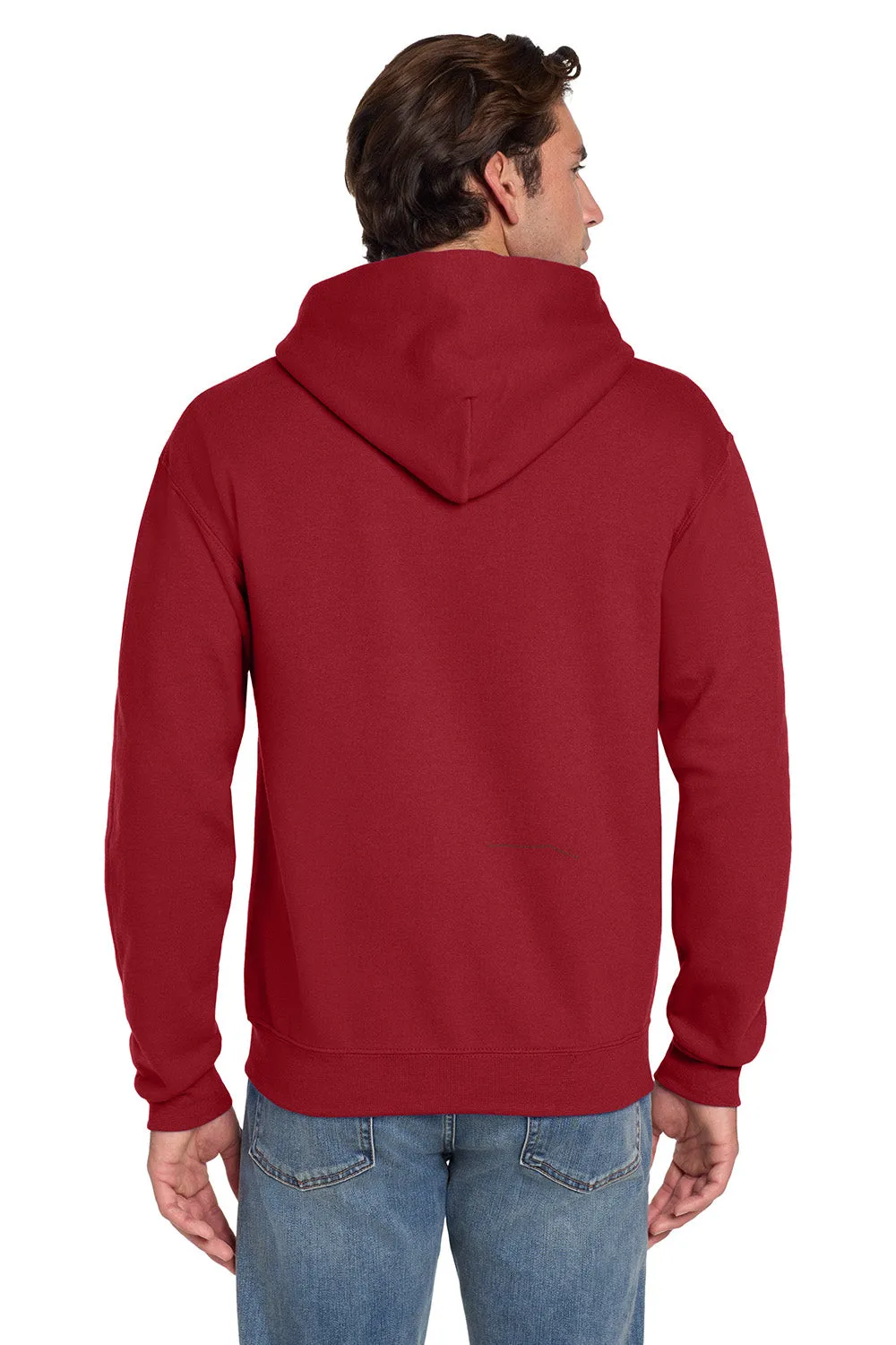 Jerzees Mens Super Sweats NuBlend Pill Resistant Fleece Hooded Sweatshirt Hoodie w/ Pouch Pocket - True Red