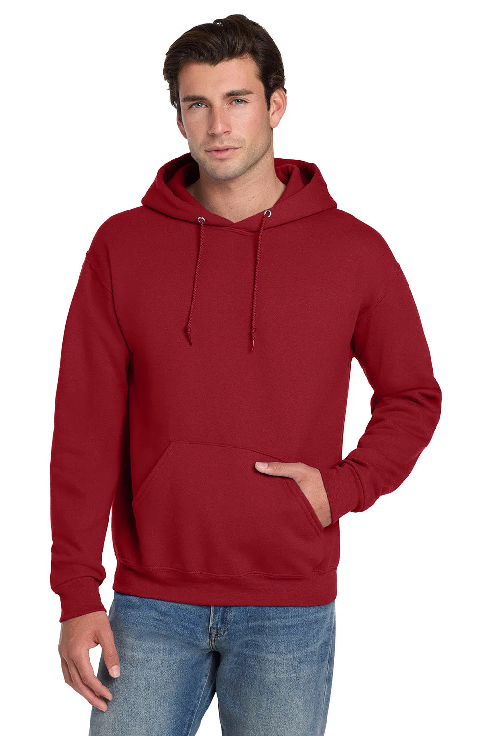 Jerzees Mens Super Sweats NuBlend Pill Resistant Fleece Hooded Sweatshirt Hoodie w/ Pouch Pocket - True Red