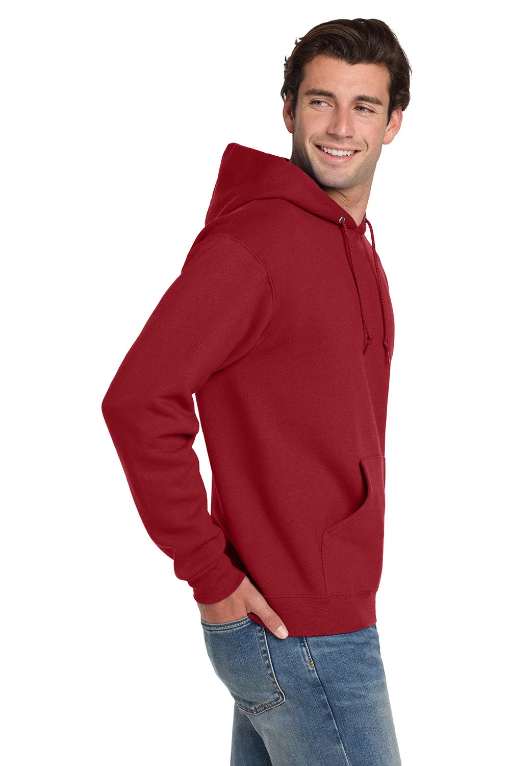 Jerzees Mens Super Sweats NuBlend Pill Resistant Fleece Hooded Sweatshirt Hoodie w/ Pouch Pocket - True Red