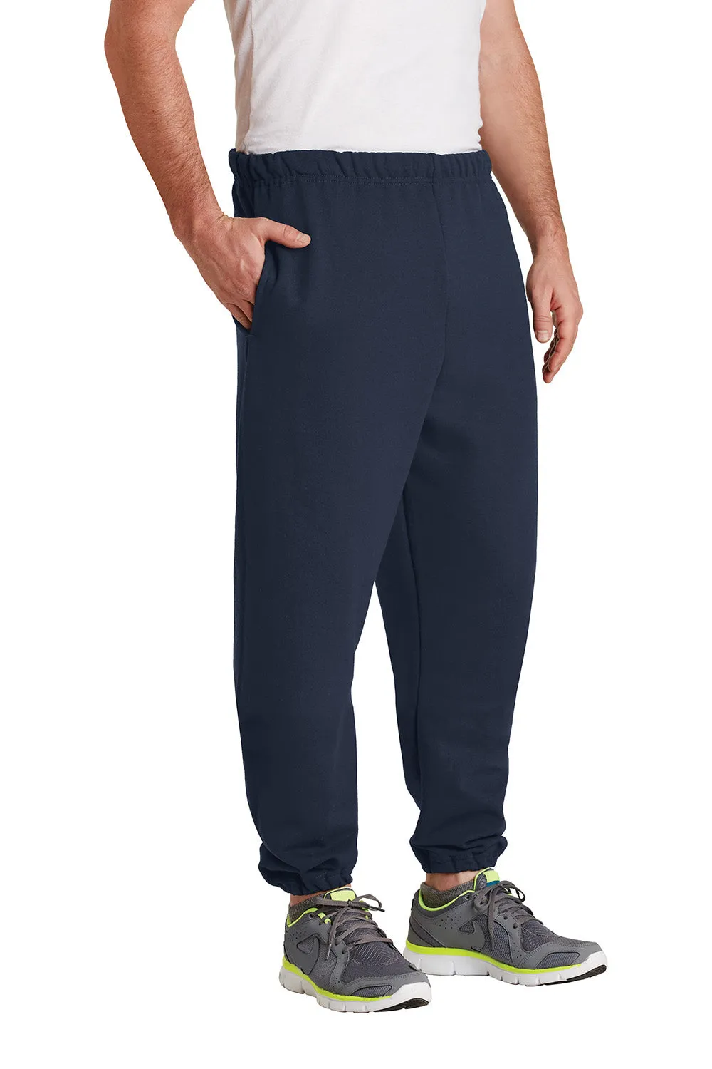 Jerzees Mens Super Sweats NuBlend Pill Resistant Fleece Sweatpants w/ Pockets - Navy Blue