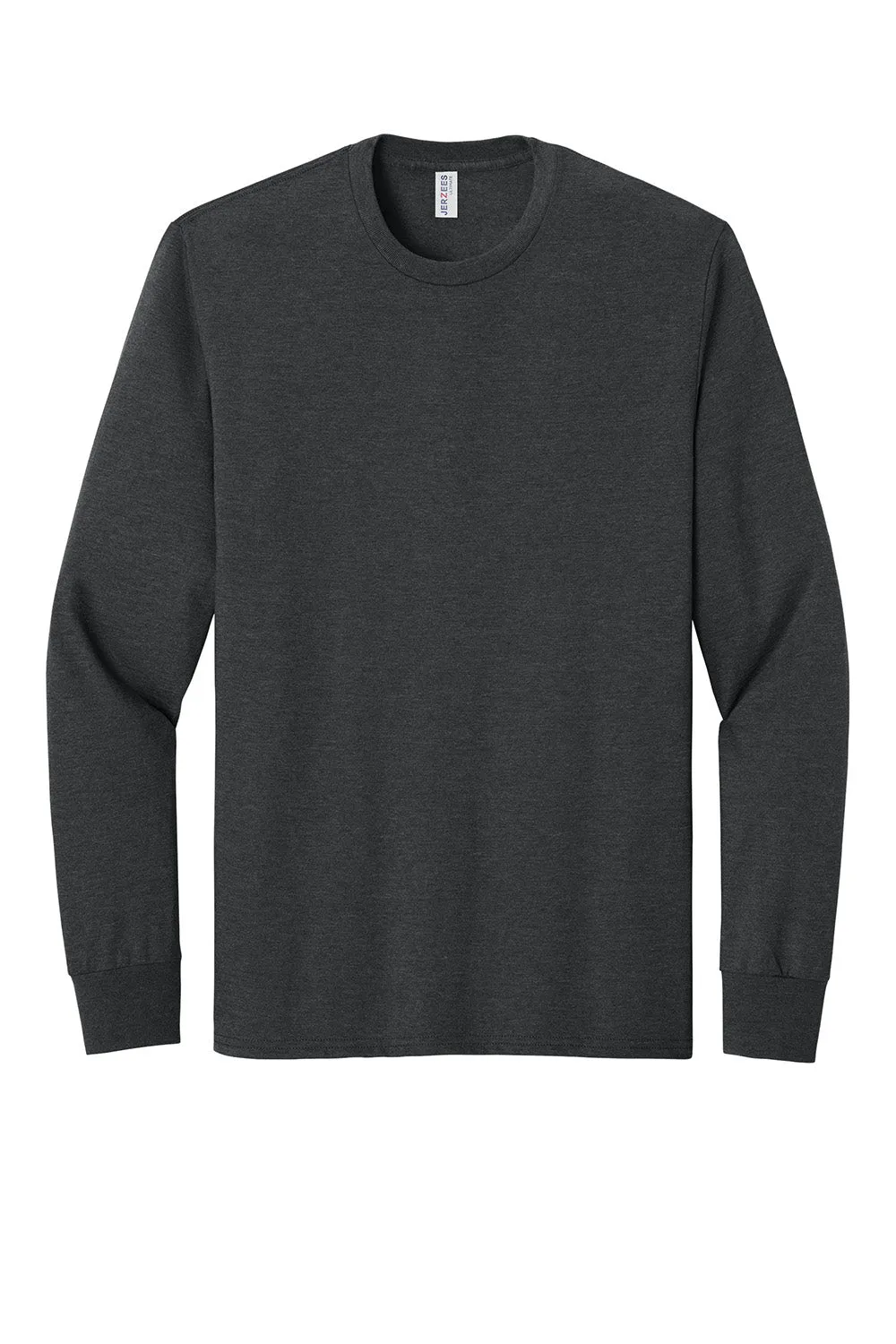 Jerzees Mens Ultimate Long Sleeve Crewneck T-Shirt - Heather Black Ink