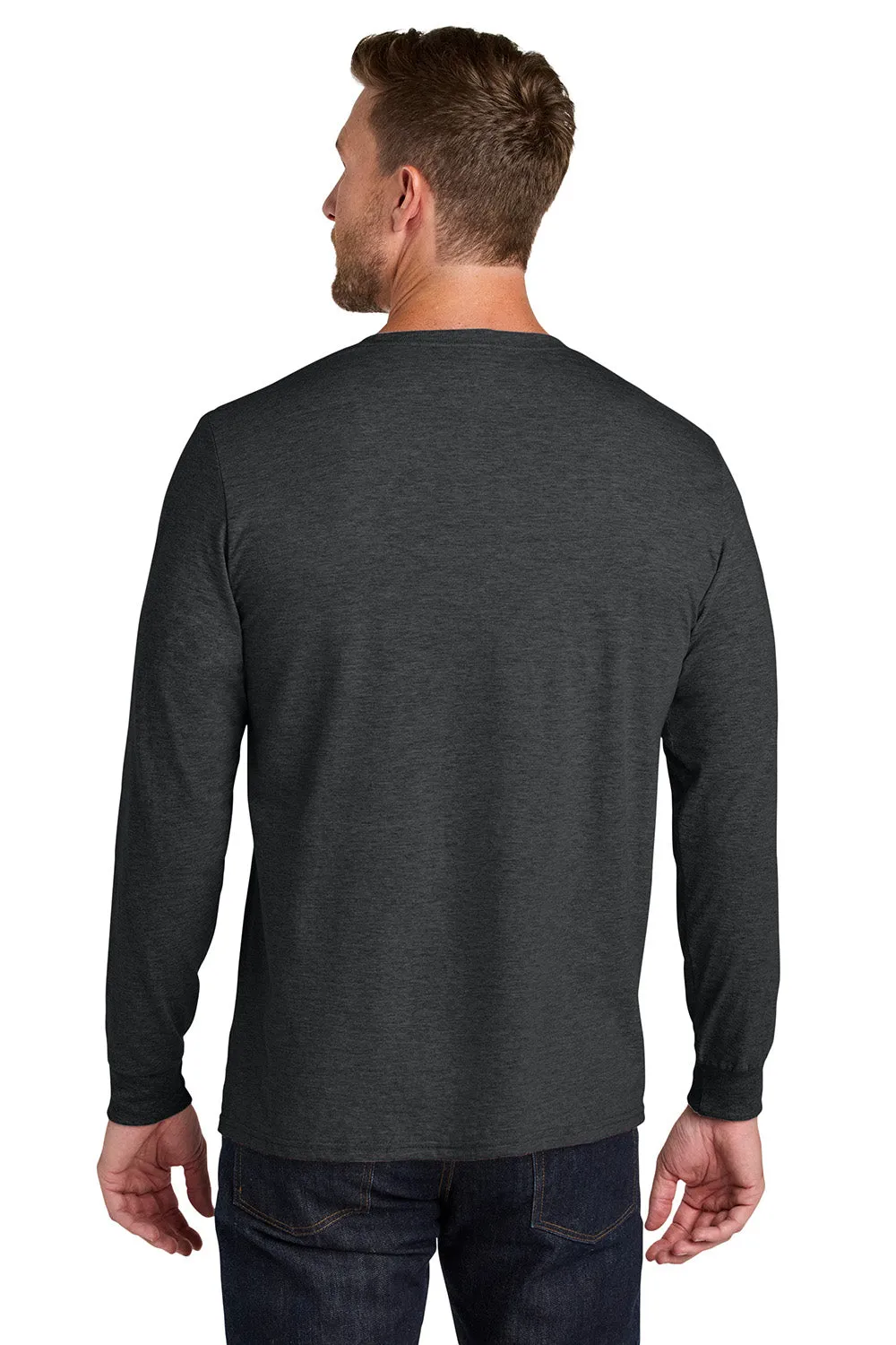 Jerzees Mens Ultimate Long Sleeve Crewneck T-Shirt - Heather Black Ink