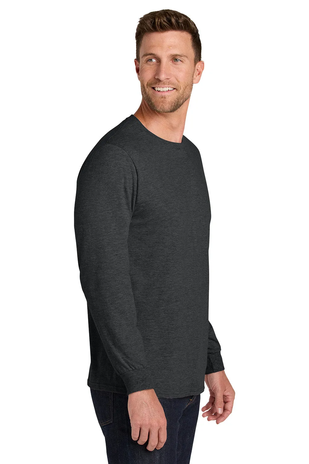 Jerzees Mens Ultimate Long Sleeve Crewneck T-Shirt - Heather Black Ink