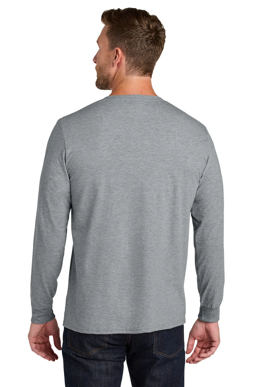 Jerzees Mens Ultimate Long Sleeve Crewneck T-Shirt - Heather Grey