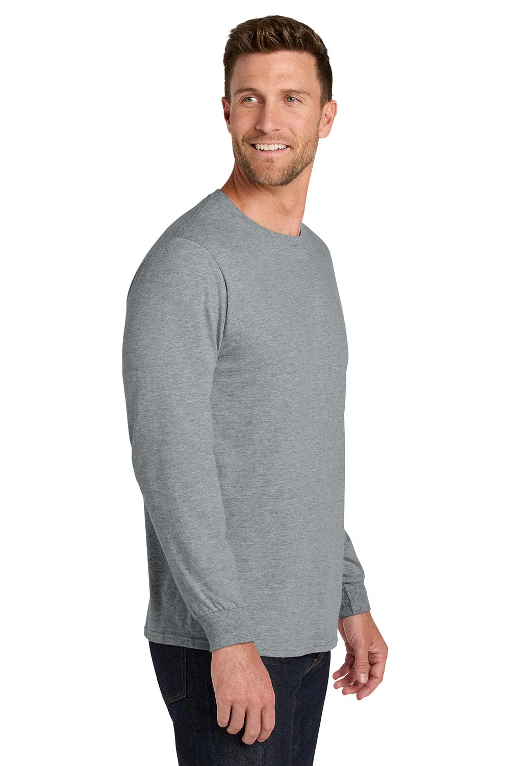 Jerzees Mens Ultimate Long Sleeve Crewneck T-Shirt - Heather Grey