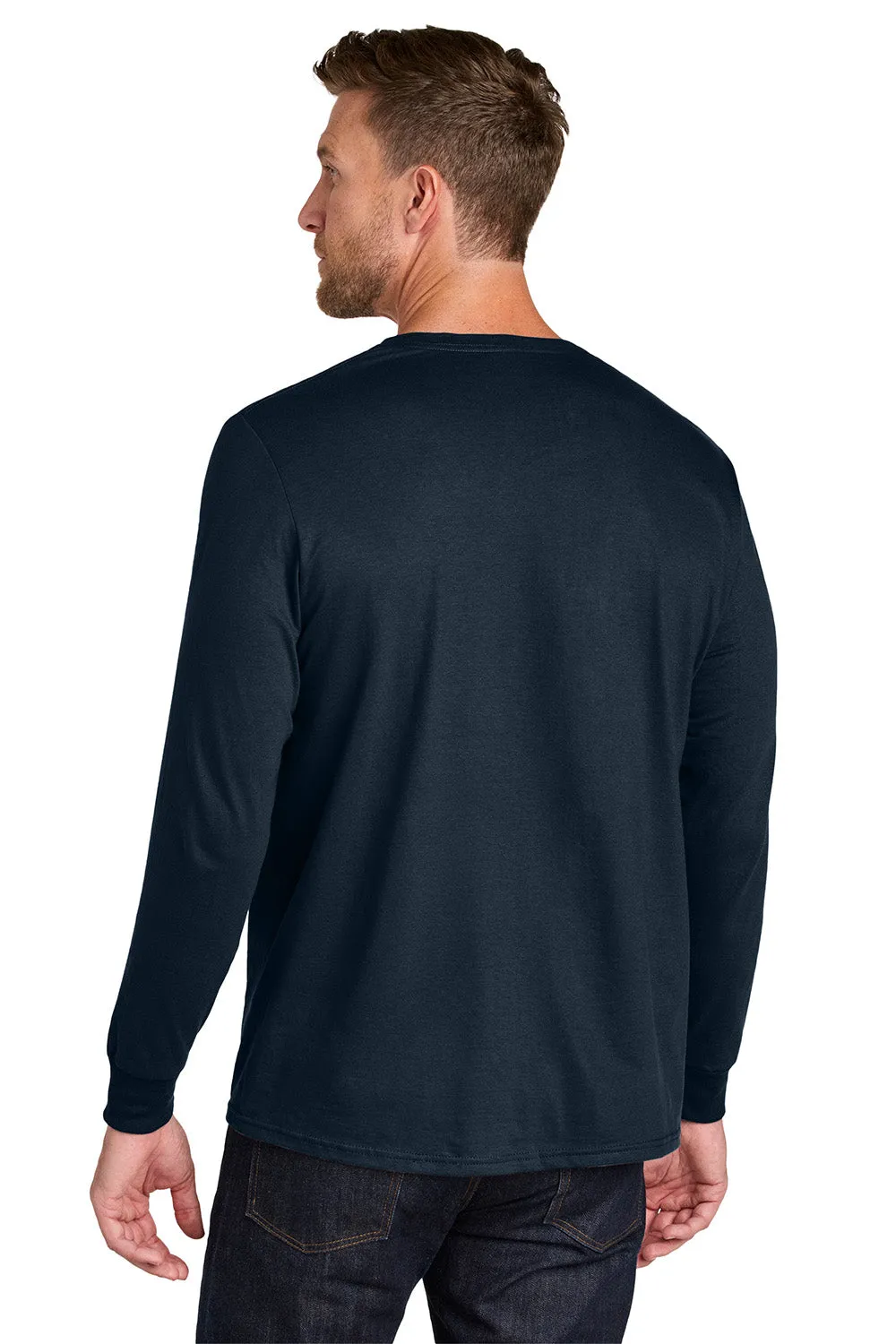 Jerzees Mens Ultimate Long Sleeve Crewneck T-Shirt - Navy Blue