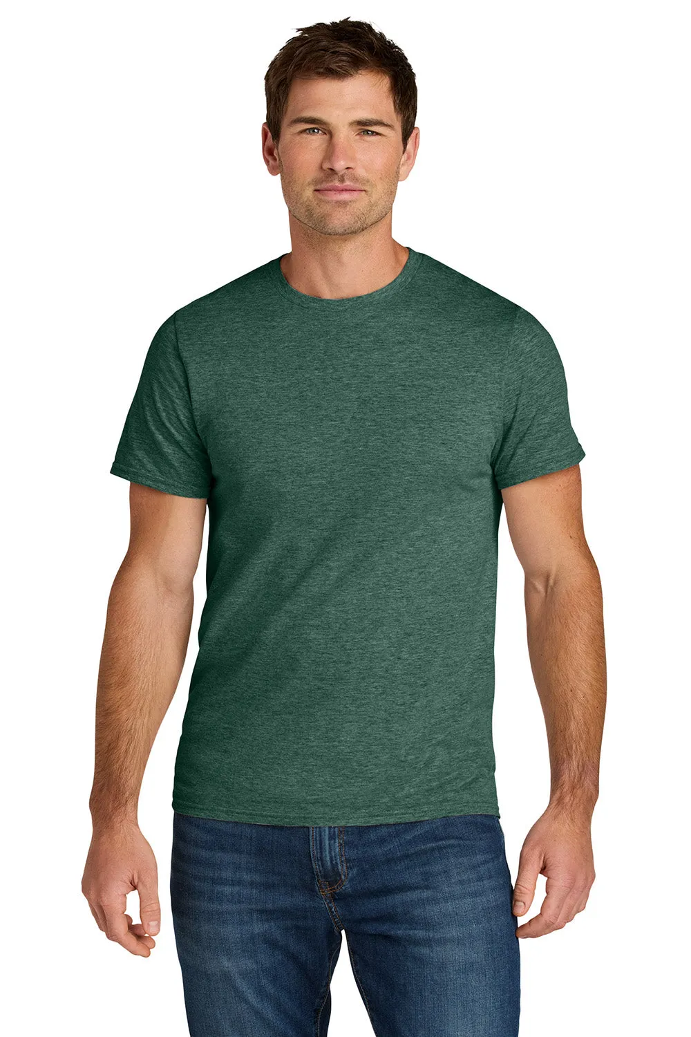 Jerzees Mens Ultimate Short Sleeve Crewneck T-Shirt - Heather Forest Green