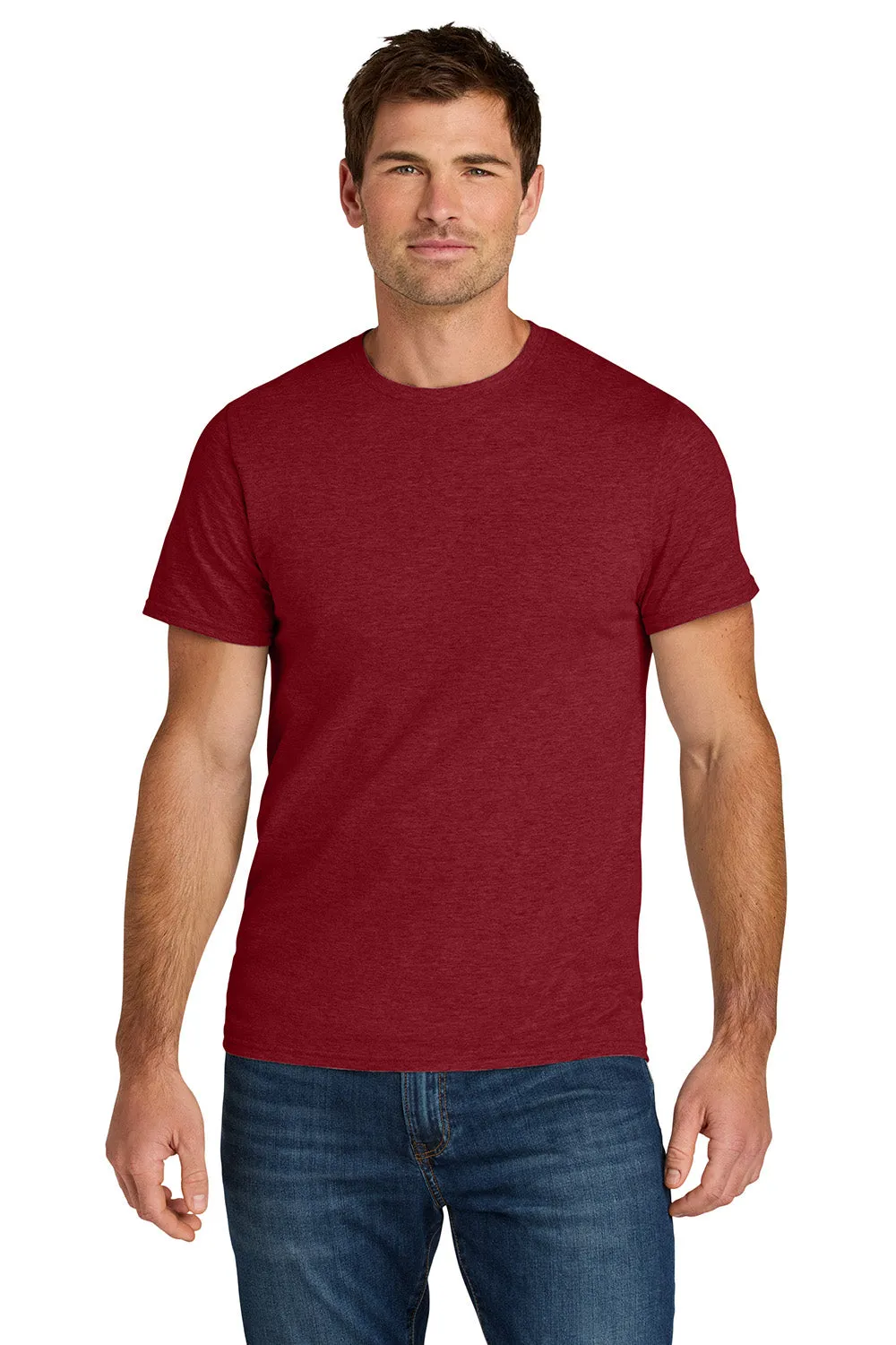 Jerzees Mens Ultimate Short Sleeve Crewneck T-Shirt - Heather Peppered Red