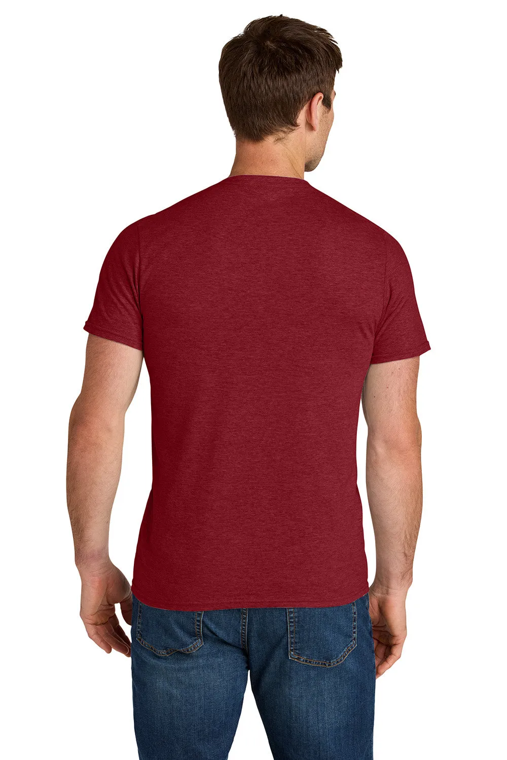 Jerzees Mens Ultimate Short Sleeve Crewneck T-Shirt - Heather Peppered Red