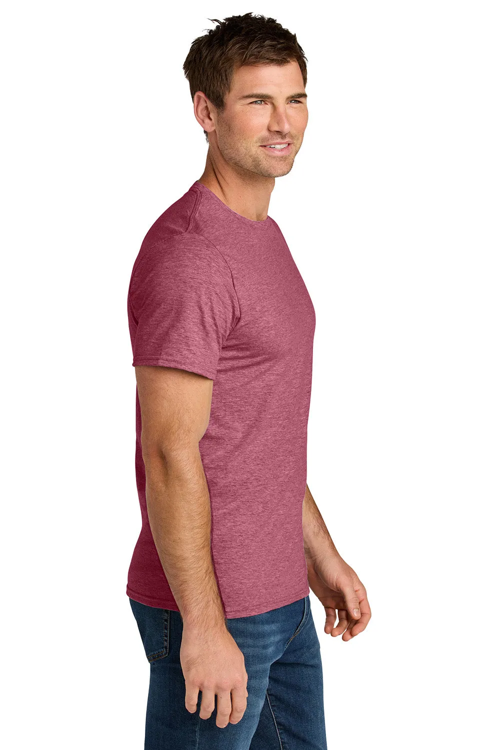 Jerzees Mens Ultimate Short Sleeve Crewneck T-Shirt - Heather Raspberry Pink