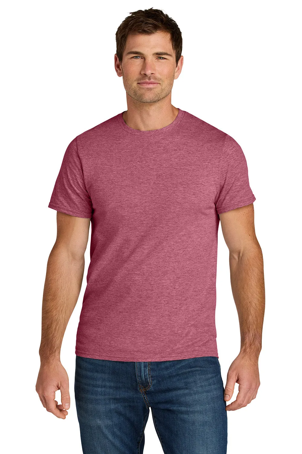 Jerzees Mens Ultimate Short Sleeve Crewneck T-Shirt - Heather Raspberry Pink