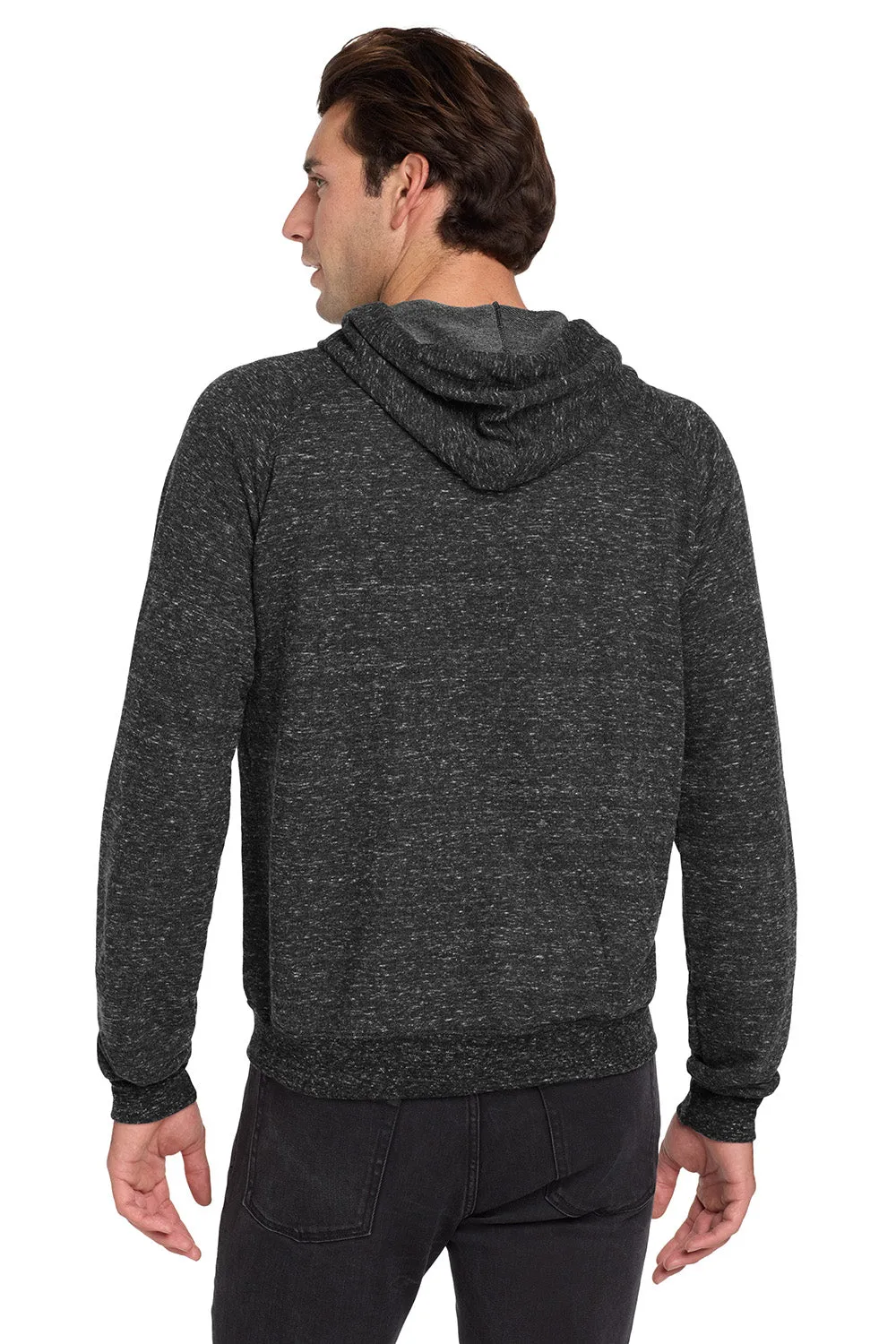 Jerzees Mens Vintage Snow French Terry Hooded Sweatshirt Hoodie w/ Pouch Pocket - Heather Black