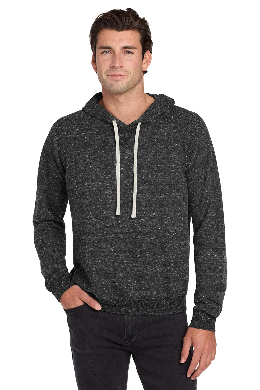 Jerzees Mens Vintage Snow French Terry Hooded Sweatshirt Hoodie w/ Pouch Pocket - Heather Black