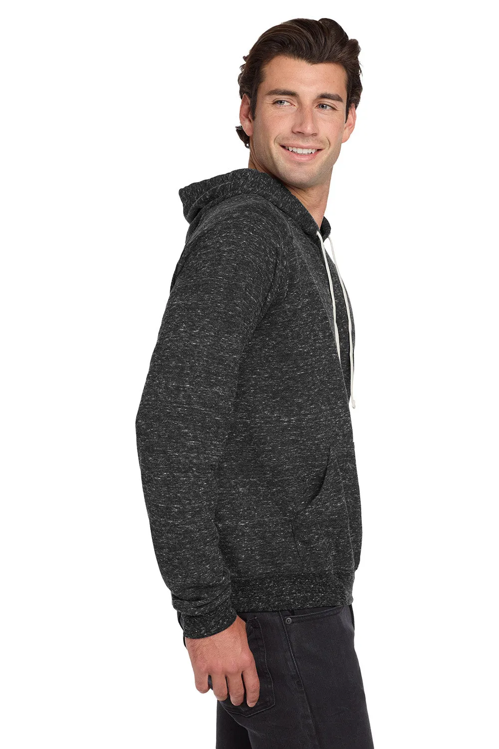 Jerzees Mens Vintage Snow French Terry Hooded Sweatshirt Hoodie w/ Pouch Pocket - Heather Black