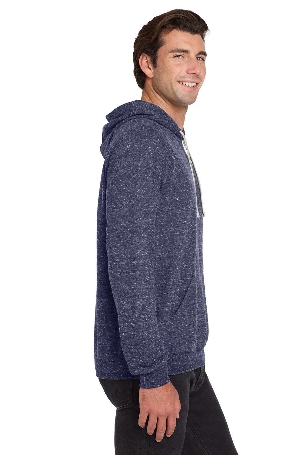 Jerzees Mens Vintage Snow French Terry Hooded Sweatshirt Hoodie w/ Pouch Pocket - Heather Navy Blue